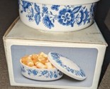 Vintage K Mart Ceramic Candy Cookie Box w/ Lid Original Box Retro Blue A... - $24.74