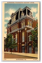 Alexandria Washington Massonico Lodge Alexandria Virginia Unp Lino Cartolina I19 - £2.37 GBP