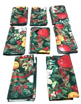(8) Cloth Napkins Christmas Square 17&quot; x 17&quot; Berries Fruit Flowers Green - £18.72 GBP