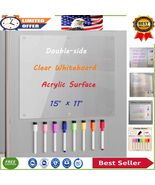 Stylish Magnetic Whiteboard for Fridge - Clear Acrylic Memo Organizer 15... - $37.18 CAD
