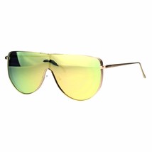 Oversized Shield Fashion Sunglasses Flat Top Metal Frame Mirror Lens - £10.35 GBP
