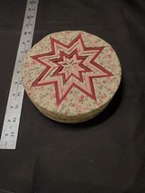 Vintage Handmade Folded Quilted Radient Christmas Star Covered Tin - £12.22 GBP