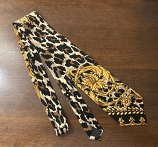 The Limited Vintage 90s 2000s Silk Tie Animal Print Gold Scroll Ornament... - £10.98 GBP