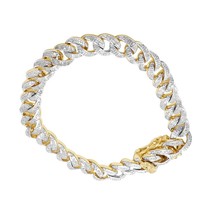 Men 14K Yellow Gold Plated Brass Miami Cuban Moissanite Link Chain Brace... - $439.37