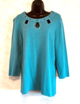 REBA Woman Stretch Embellished Beaded Cut Out 3/4 Sleeve Sweater Size 1X... - $22.22