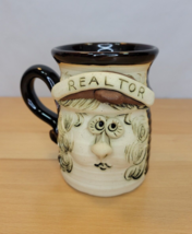 Realtor Ugly Pottery Mug Face Character Signed on Bottom&quot;Bradford&quot; 5&quot; x 4.5&quot; - £11.98 GBP