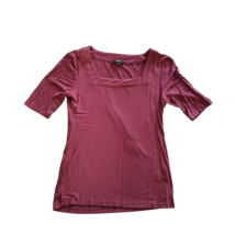 Purple Pullover Women&#39;s Top Size S Square Neck Plum Color Short Sleeve P... - £7.79 GBP