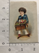 Young Child Holding A Chest Victorian Trade Card VTC 6 - $6.92