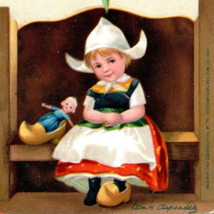 c1910 Embossed Christmas Ellen Clapsaddle Postcard Cute Dutch Girl With Clogs - £17.25 GBP