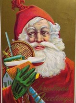 Santa Claus Christmas Postcard 1914 Handful Of Toys Jolly Face Stecher 213 B - £13.59 GBP