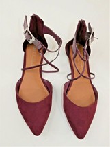 Wine Red Crisscross Strap Vegan Suede Flats Womens Shoes Size 8.5 EUC Dolcetta - £32.02 GBP