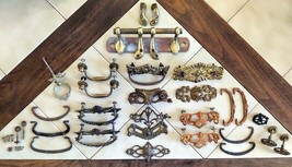 Vintage Lot (25 pcs) Antique Cabinet/Furniture Drawer Pulls, Misc Metal Salvage - £17.95 GBP