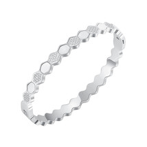 Style Hexagonal Honeycomb Titanium Steel Bracelet Personality Geometry Lozenge T - £21.50 GBP