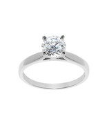 Solid Genuine 14k White Gold 1ct Fine Cubic Zirconia Solitaire Engagemen... - $351.00+
