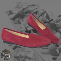 Enzo Angiolini Womens Red Suede Slip On Square Toe Loafers Flat Shoes Size 7.5 M - £26.16 GBP