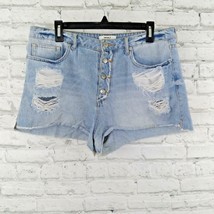Forever 21 Jean Shorts Womens 31 Denim Distressed High Rise Cut Off Button Fly - £14.37 GBP