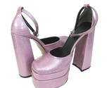 New Nasty Gal TRENDY Pink Glitter Platform Block Heels Size 7 Tall Party... - $19.79