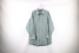 Vintage 90s Wrangler Mens 17.5 36 Western Rodeo Pearl Snap Button Shirt Green - £30.15 GBP