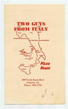 Two Guys From Italy Pizza House Menu North Beach Blvd Anaheim California 1978 - £14.24 GBP
