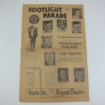 Footlight Parade Movie Musical Promo Paper Regent Theater Michigan Vinta... - £159.86 GBP