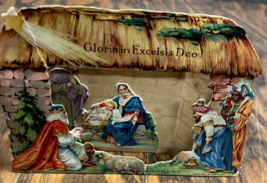 Die cut pop up vintage picture nativity scene Gloria in excelsis deo - $19.75