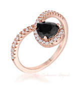 1.5Ct Rose Goldtone Chevron Ring With Onyx CZ - £12.58 GBP