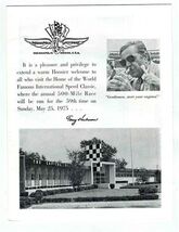 1975 Welcome to the Indianapolis Motor Speedway Booklet Tony Hulman - $11.88