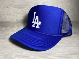 LOS ANGELES LA WEST SIDE BLUE HAT 5 PANEL HIGH CROWN TRUCKER SNAPBACK VI... - £18.30 GBP