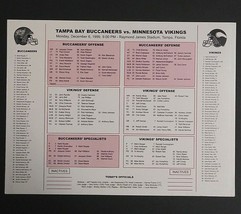 Tampa Bay Buccaneers vs Vikings Football Media Guide Game Flip Card 12/06/1999 - $14.99