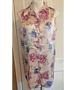Floral Silky Nightgown Large Button Valerie Stevens Intimates Pink Roses... - £17.11 GBP