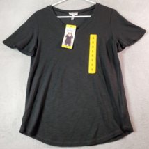 Jessica Simpson T Shirt Top Womens Small Black Knit Viscose Short Sleeve V Neck - £7.47 GBP