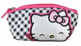 Hello Kitty Sanrio Gingham Bow Cosmetic Case Makeup Pouch Accessory Bag NEW - €10,32 EUR