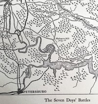 Map 1942 Seven Days Battle Richmond 5.5 x 9&quot; Virginia History Ephemera DWW6B - £15.68 GBP