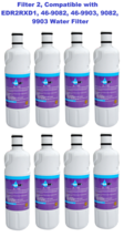 Fit Ice &amp; Water Refrigerator Filter2 EDR2RXD1 Filter W10413645A W10413645 8 Pack - £86.49 GBP