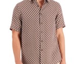 Tasso Elba Men&#39;s Regular-Fit Geo-Print Linen Shirt in Medium Brown-Small - $19.97