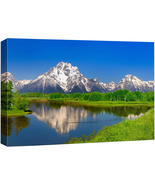 Canvas Print Wall Art Mountain Landscape with Green Forest Reflection Na... - £34.37 GBP