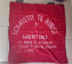 OLD ENVER HOXHA BANNER IN CLOTH-YOUTH DISTRICT COMMITTEE-COMMUNISM BANNE... - £225.54 GBP