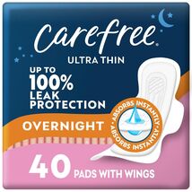 Carefree Ultra Thin Overnight Pads with Wings 40ct - €12,95 Carefree Ultra Thin Overnight Pads with Wings 40ct - €12,95 EUR