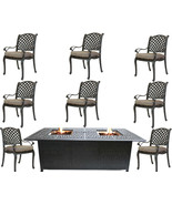 9 piece outdoor dining set with fire pit propane cast aluminum table and... - £3,905.29 GBP