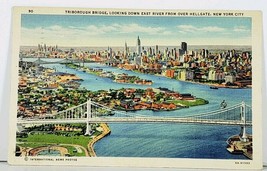 NY Triborough Bridge Looking Down East River from Over Hellgate Postcard J12 - £4.65 GBP