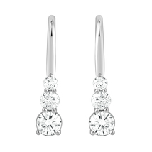 2.10 Ct Lab Grown Diamond 3 Stone Dangle Earring 14K White Gold Women VVS-VS-FG - £872.09 GBP