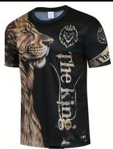 Mens T Shirt Lion King Casual Black Short Sleeve Novelty Tee Breathable ... - $21.78