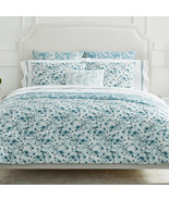 Sferra Duchesse Blue King Duvet Cadet Floral Reversible Print Sateen Ita... - $315.83 CAD