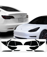 Fits Tesla Model 3 Headlight Fog and Tail Light Precut Dark Smoke Tint O... - £27.72 GBP+