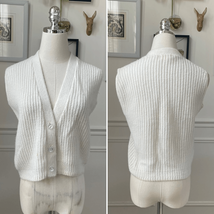 Vintage 60s Glentex Ivory Wide Ribbed Cropped Sweater Vest S - $23.04