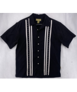 Cabana Shirt Mens Large Black White  Short Sleeve Travel  Cruise Panel - $24.74