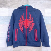 Spider Man Hooded Full Zip Sweatshirt Blue Red Pockets Hoodie Toddler Boys 4T - £18.91 GBP