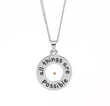 Mustard Seed &quot;All Things Are Possible&quot; Circle Necklace Pendant Stainless... - $14.99