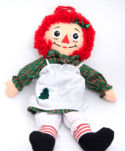 Playskool Raggedy Ann Cloth Doll Christmas Edition 17" Candy Cane Print Dress - $18.80