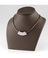 Sterling Silver Curved Cubic Zirconia Pendant with 18&quot; Silver Snake Chai... - $358.45 CAD